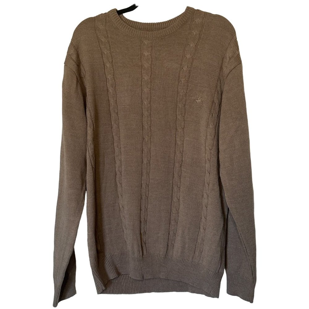 Beverly Hills Polo Club Knit Sweater Beige Color 100% Acrylic Men's Size XL